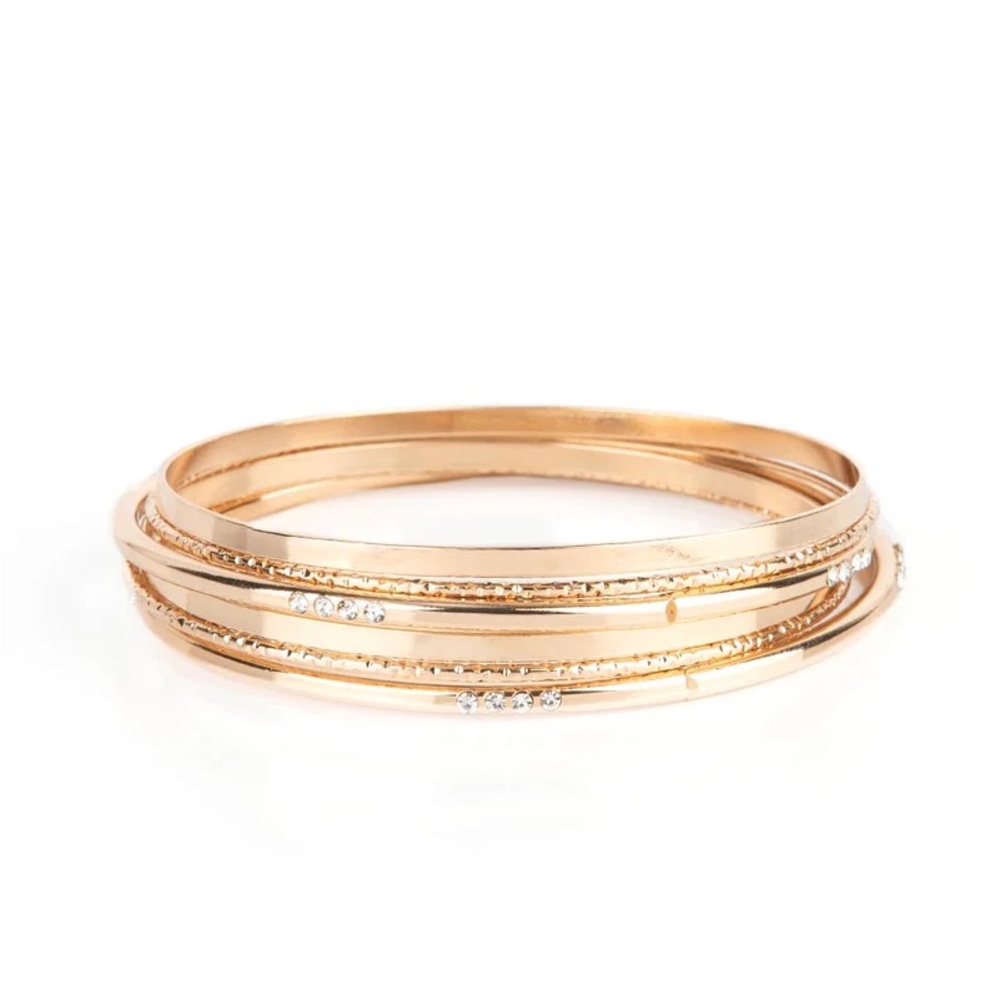 Lock, STACK, and Barrel - Gold Bracelet - Paparazzi Accessories - Picture 2 of 3
